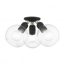 Livex Lighting 48978-04 - 3 Light Black with Brushed Nickel Accents Sphere Semi-Flush