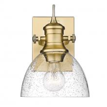 Golden 3118-BA1 BCB-SD - Hines BCB 1 Light Bath Vanity in Brushed Champagne Bronze with Seeded Glass Shade