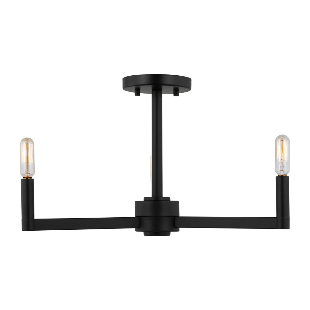 Fulton modern 3-light LED indoor dimmable semi-flush ceiling mount fixture in midnight black finish