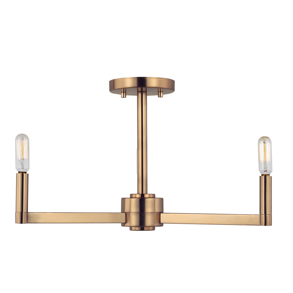 Fulton modern 3-light LED indoor dimmable semi-flush ceiling mount fixture in satin brass gold gold