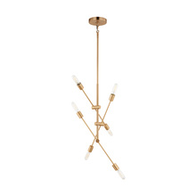 Generation Lighting - Seagull 3100506-848 - Axis modern 6-light indoor dimmable medium chandelier in satin brass gold finish