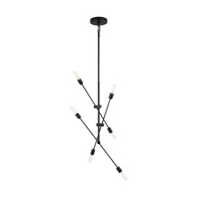 Generation Lighting - Seagull 3200506-112 - Axis modern 6-light indoor dimmable large chandelier in midnight black finish