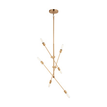 Generation Lighting - Seagull 3200506-848 - Axis modern 6-light indoor dimmable large chandelier in satin brass gold finish