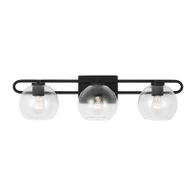 Generation Lighting - Seagull 4455703-112 - Codyn contemporary 3-light indoor dimmable bath vanity wall sconce in midnight black finish with cle