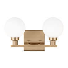 Generation Lighting - Seagull 4461602-848 - Clybourn modern 2-light indoor dimmable bath vanity sconce in satin brass gold finish with white mil