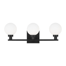 Generation Lighting - Seagull 4461603-112 - Clybourn modern 3-light indoor dimmable bath vanity sconce in midnight black finish with white milk