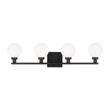 Generation Lighting - Seagull 4461604-112 - Clybourn modern 4-light indoor dimmable bath vanity sconce in midnight black finish with white milk