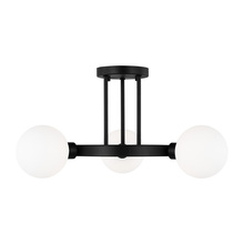Generation Lighting - Seagull 7761603-112 - Clybourn modern 3-light indoor dimmable semi-flush ceiling mount fixture in midnight black finish wi