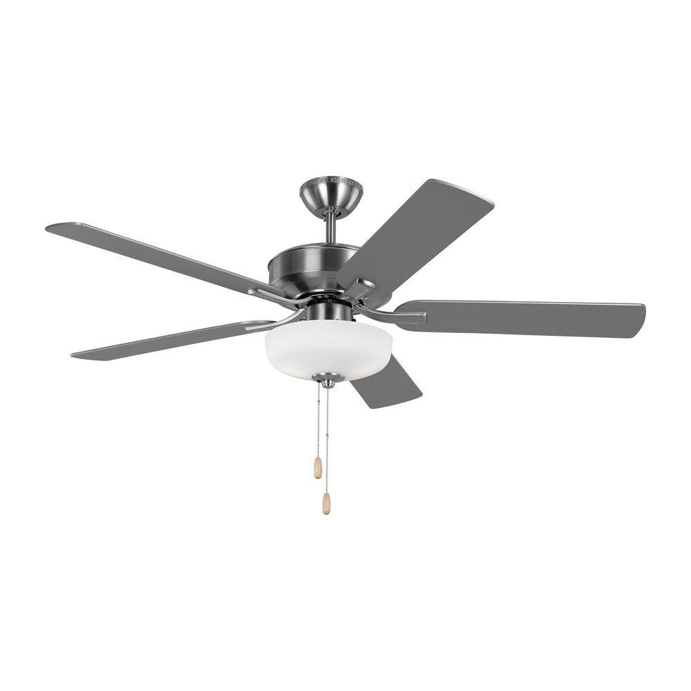 Linden 52'' traditional dimmable LED indoor brushed steel silver ceiling fan with light ki