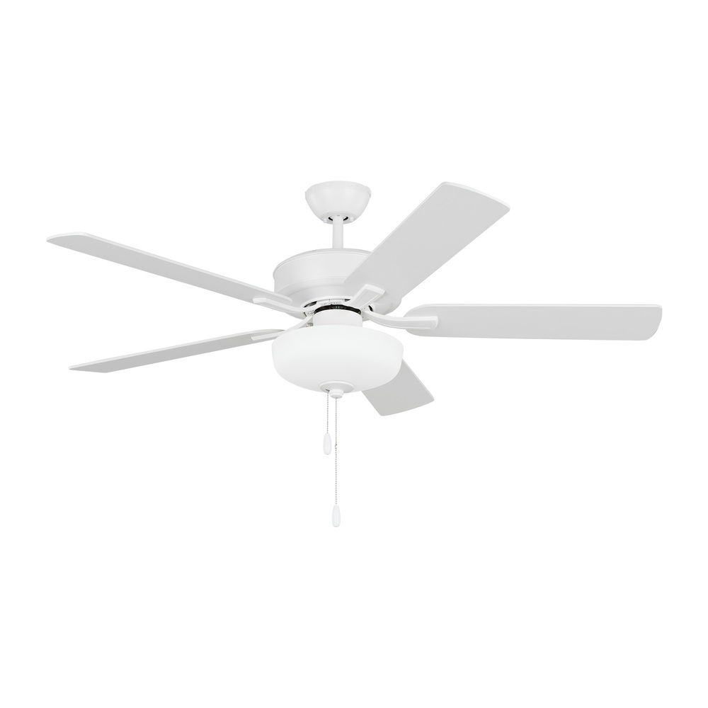 Linden 52'' traditional dimmable LED indoor matte white ceiling fan with light kit and rev